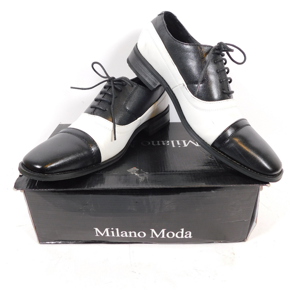 Milano Moda Black/White Dress Shoe 8.5 CL2702 0120